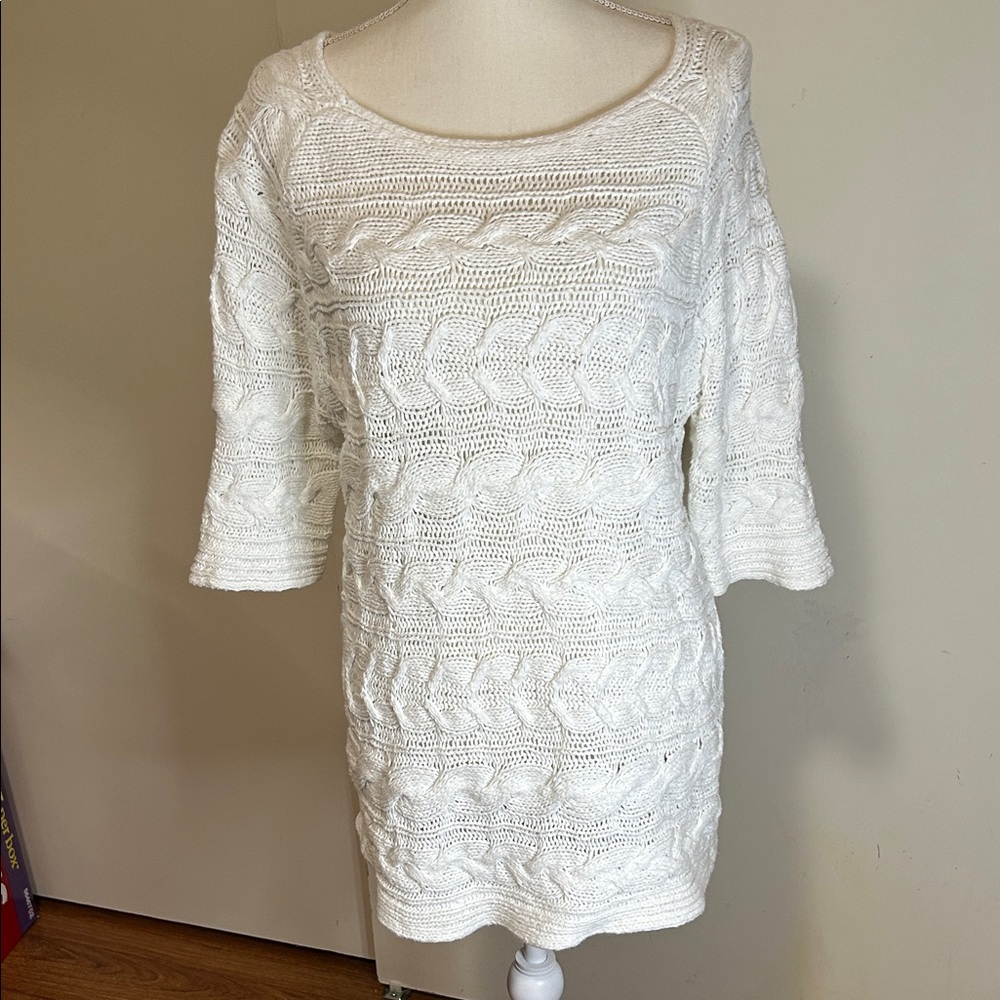 Talbots White Cable Knit Sweater Top